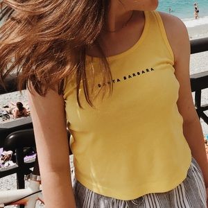ZARA yellow embroided cropped tank top